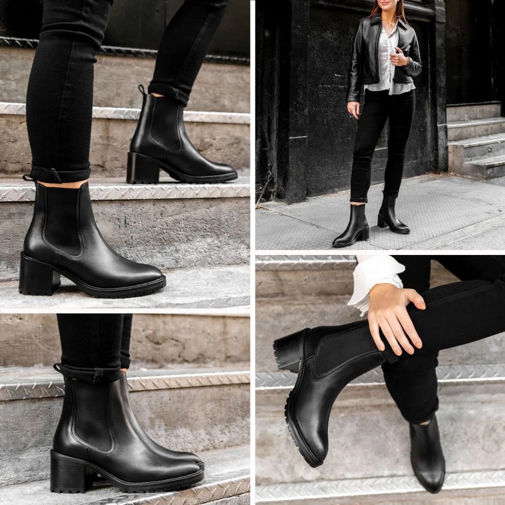 Classic Black Chelsea Heel Boots - Women